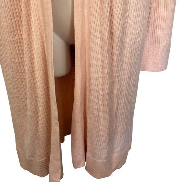 Ann Taylor Loft Open Ribbed Pastel Pink Longline Thin Cardigan Sweater sz L - Picture 7 of 16
